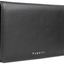 Кошелёк женский BUGATTI Lady Top, чёрный, натуральная воловья кожа, 19,5х2х11,2 см