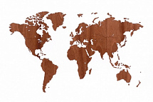 Деревянная карта мира из красного дерева