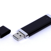 USB-флешка промо на 128 Гб прямоугольной классической формы, черный