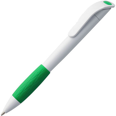 Ручка шариковая Grip, белая с зеленым - рис 2.