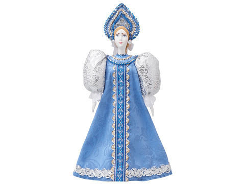 Подарочный набор: кукла фарфоровая, мед, голубой - рис 2.