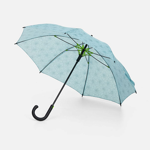Зонт-трость Undercolor с полной запечаткой на заказ, с зелеными спицами - рис 2.