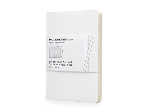 Записная книжка Moleskine Volant (в линейку, 2 шт.), Pocket (9х14см), белый