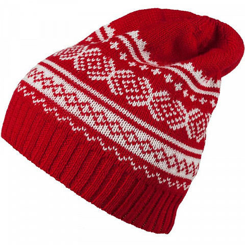 Новогодняя шапка Теплая зима (красная) - рис 2.