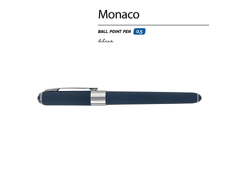Ручка пластиковая шариковая Monaco, 0,5мм, синие чернила, темно-синий navy/серебристый - рис 2.