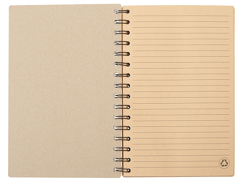 Блокнот на спирали в картонной обложке с переработанной бумагой Mania, натуральный - рис 3.
