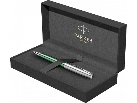 Шариковая ручка Parker Sonnet Essentials Green SB Steel CT, цвет чернил black, перо: M, в подарочной упаковке. - рис 4.