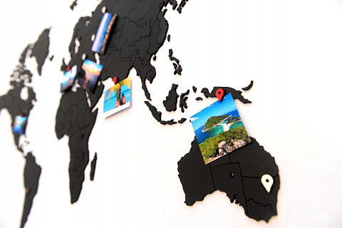 Деревянная карта мира размер S (черная), качество А - рис 5.