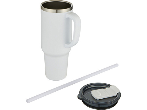 Sydney медная кружка с двойными стенками, сертифицированная согласно RCS, с вакуумной изоляцией и соломинкой, 1200 мл - Белый - рис 3.