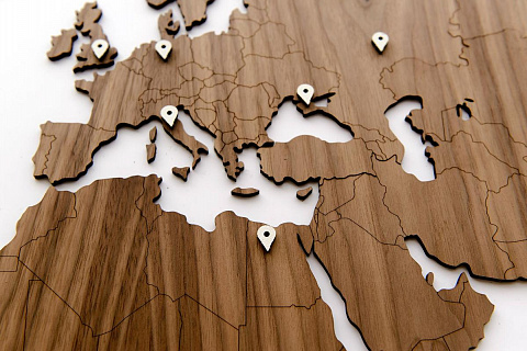 Деревянная карта мира из ореха - рис 3.