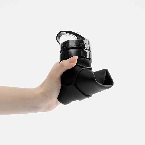 Складная бутылка для воды Langfossen, черная - рис 8.