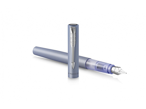 Перьевая ручка Parker Vector XL Silver Blue CT, цвет чернил blue, перо: F/M, в подарочной упаковке. - рис 3.