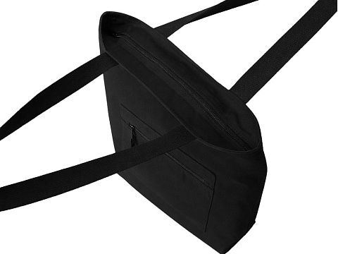 Сумка на молнии Zipper  Neo из хлопка 280 г c карманом на молнии спереди, черный - рис 4.