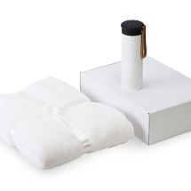 Подарочный набор с пледом, термосом Cozy hygge 2.0, белый