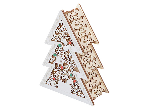 Шкатулка из фанеры в виде елки Firytale , серебристая - рис 4.