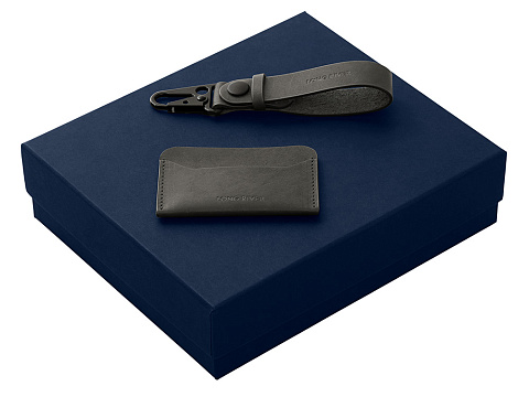 Подарочный набор Long River: картхолдер, ремешок для ключей, синяя коробка