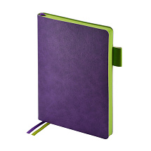 Ежедневник А5 датированный Boston 2026, фиолетовый с салатовым обрезом