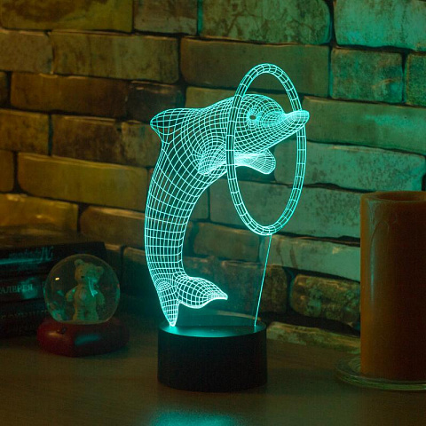 3D лампа Дельфин в кольце - рис 7.