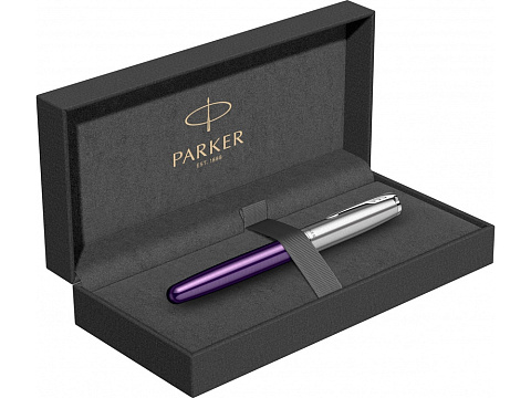 Перьевая ручка Parker Sonnet Essentials Violet SB Steel CT, перо: F, цвет чернил black, в подарочной упаковке. - рис 11.