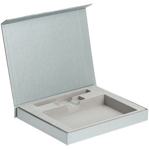 Коробка Memo Pad для блокнота, флешки и ручки, серебристая - рис 2.