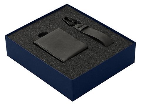 Подарочный набор Long River: кошелек, ремешок для ключей (без лого Long River), синяя коробка - рис 2.