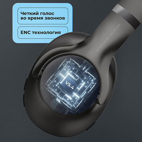 Беспроводные накладные наушники Stereo Ultra ANC, BT 5.4, ANC/ENC, 500мАч, черный, Deppa - рис 4.