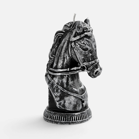 Свеча фигурная «Бюст лошади», серебристая - рис 2.