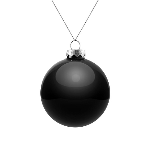 Елочный шар Finery Gloss, 8 см, глянцевый черный - рис 2.