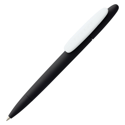 Ручка шариковая Prodir DS5 TRR-P Soft Touch, черная с белым - рис 2.