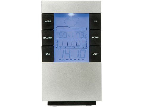 Настольная метеостанция Como с часами-будильником, серебристый/черный - рис 2.