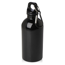 Одностенная бутылка для воды с карабином Oregon, изготовленная из нержавеющей стали, сертифицированной по стандарту RCS, объемом 400 мл - сплошной черный