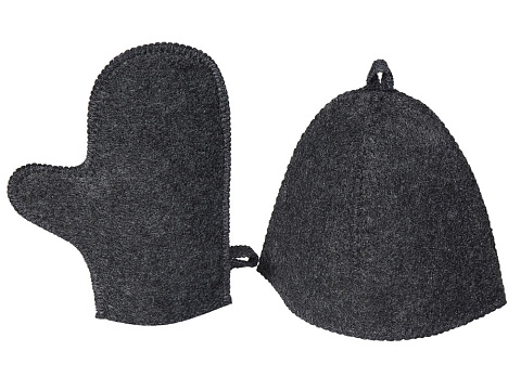 Банный набор из шапки и рукавицы Renew, серый