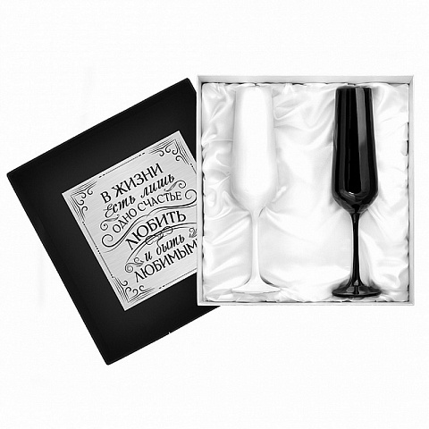 Набор бокалов для шампанского из черного и белого стекла (2 шт) - рис 3.