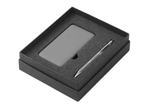 Подарочный набор c ручкой и повербанком 10000 mAh, серый - рис 2.