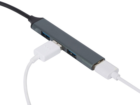 USB-хаб Link с коннектором 2-в-1 USB-C и USB-A, 2.0/3.0, серый - рис 5.