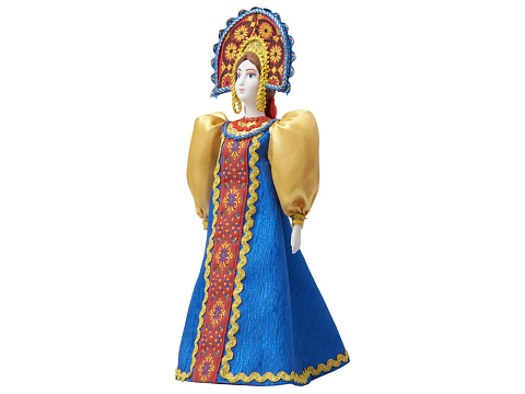 Подарочный набор: кукла фарфоровая, чай Малина с мятой, синий - рис 13.