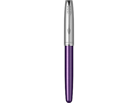 Ручка-роллер Parker Sonnet Essentials Violet SB Steel CT, цвет чернил black, перо: F, в подарочной упаковке. - рис 5.