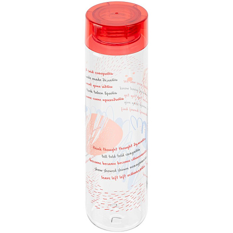 Бутылка для воды «Шпаргалка. Неправильные глаголы», прозрачная с красной крышкой - рис 2.