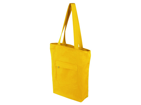 Сумка на молнии Zipper из хлопка 280 г c карманом на молнии спереди, желтый - рис 4.